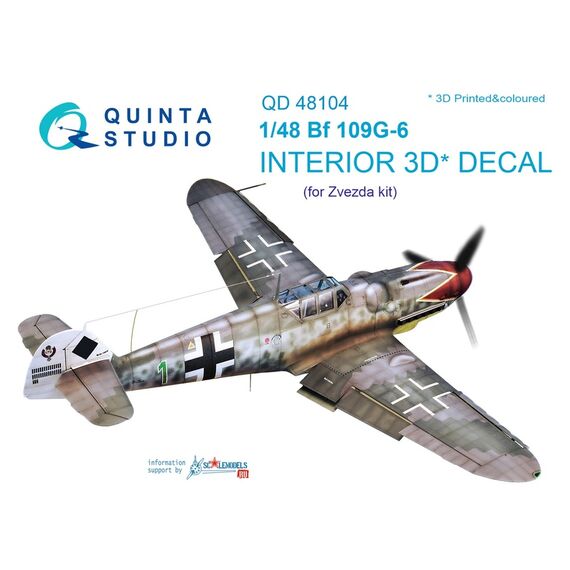 Bf 109G-6 3D-Printed & coloured interior on decal paper