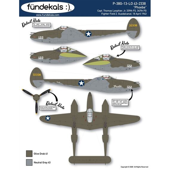 P-38 E/F/G/H decal set, image 22