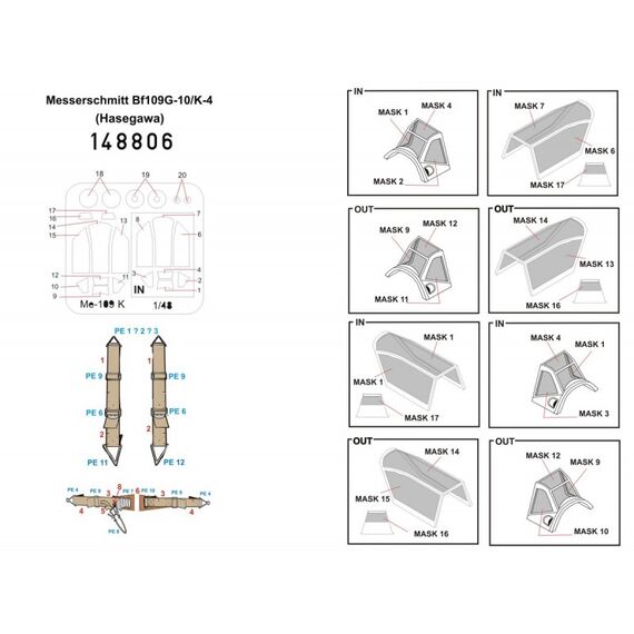 Bf 109G-10/K-4 basic line ( seatbelts & mask set ), image 2