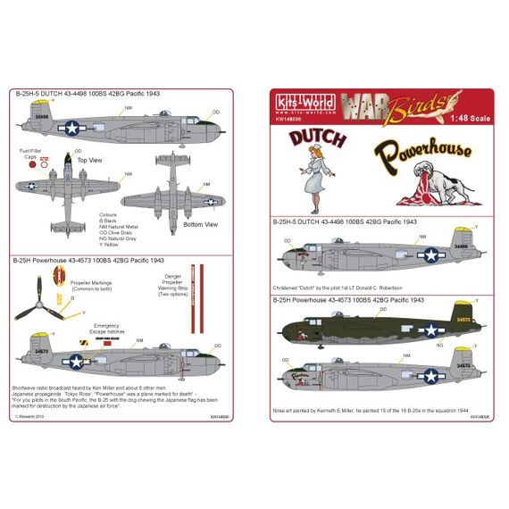 B-25H Decal sheet