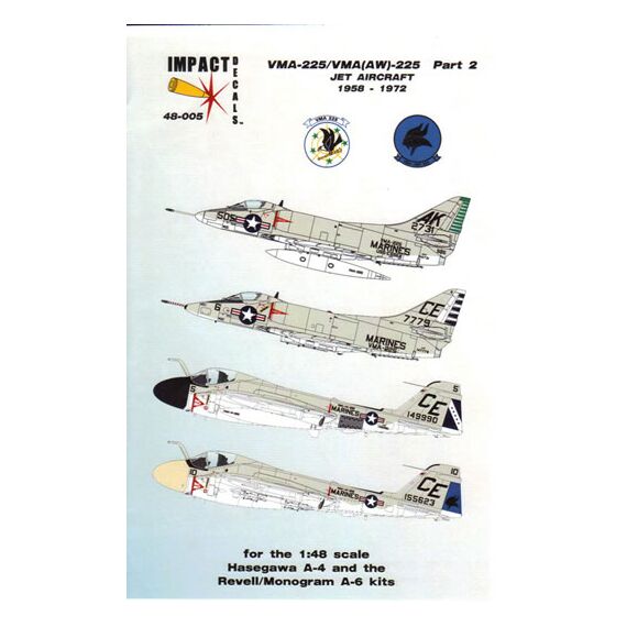 VMA-225/VMA(AW)-225 part 2- Jet aircraft 1958-1972 decal sheet