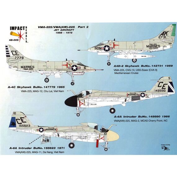 VMA-225/VMA(AW)-225 part 2- Jet aircraft 1958-1972 decal sheet, image 2