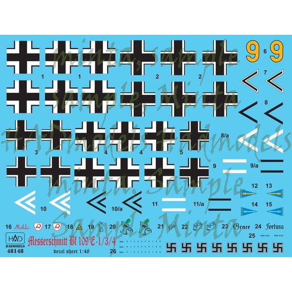 Bf 109 E1/3/4 decal sheet, image 2