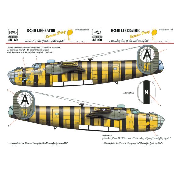 B-24D Lemon Drop USAAC decal sheet