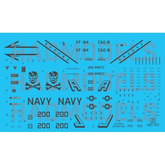 F-14A VF-84 Jolly Rogers low viz decal sheet, image 6