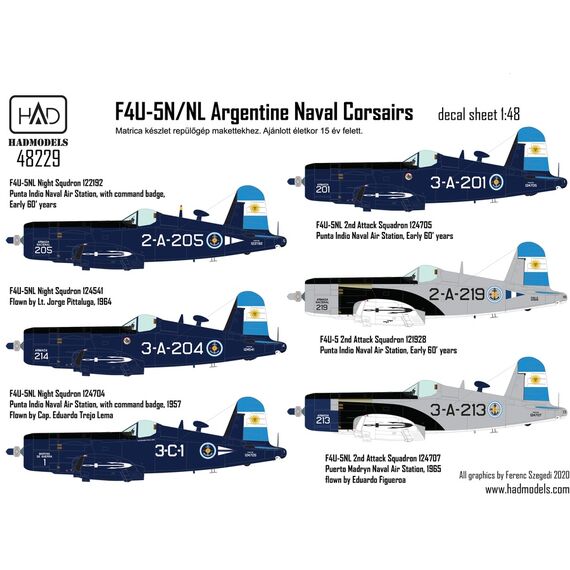 F4U-5N / NL Argentine Naval Corsairs decal sheet, image 4