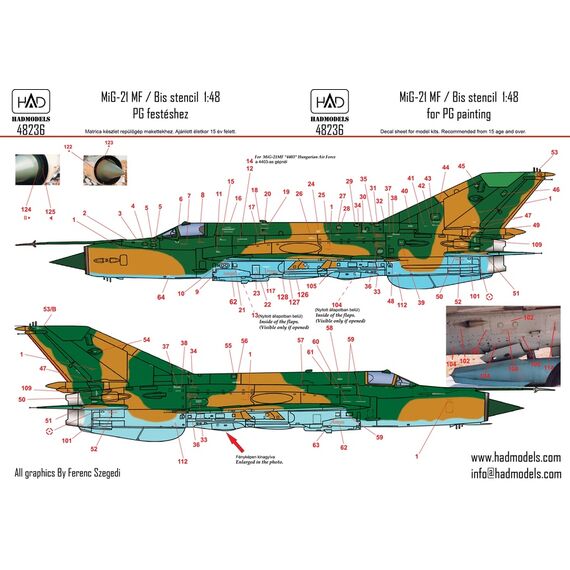 MiG-21 MF/Bis stencil 1 white decal sheet