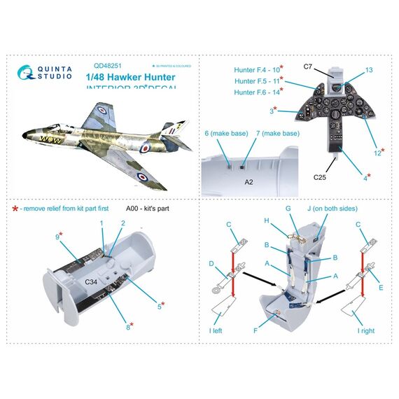 Hawker Hunter 3D-Printed & coloured Interior on decal paper, image 2