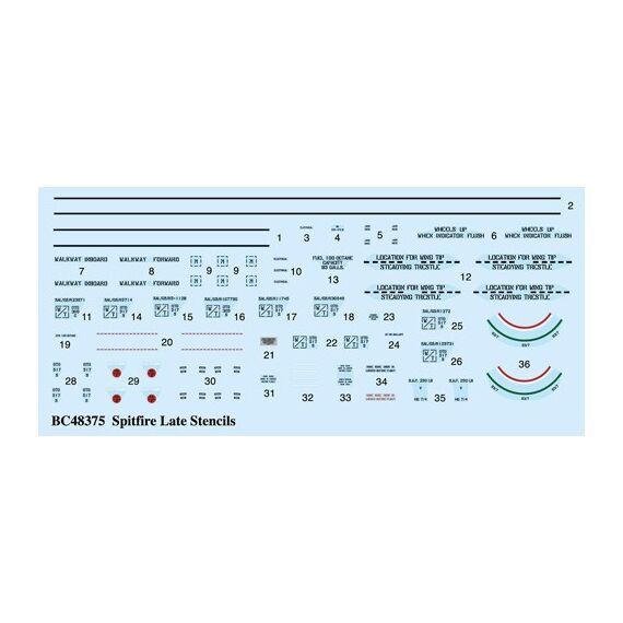 Spitfire Later marks airframe stencils, image 2