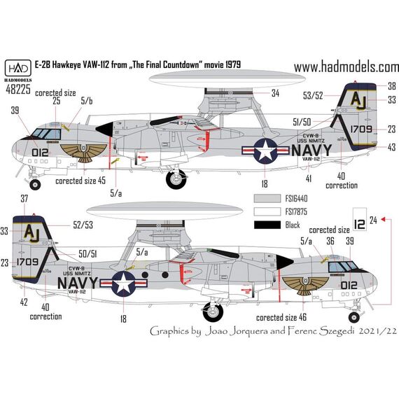 E-2B/C VAW-124 (with ”The Final Countdown” VAW-112 ”B” version) decal sheet, image 4