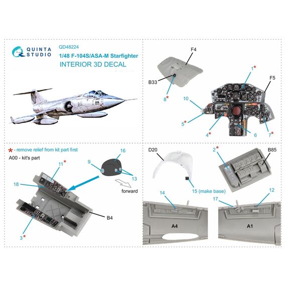 F-104S/ASA-M 3D-Printed & coloured Interior on decal paper, image 2