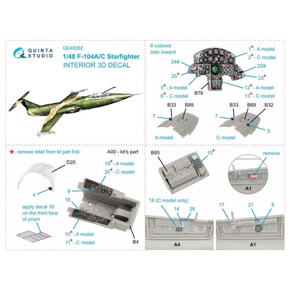 F-104A/С 3D-Printed & coloured Interior on decal paper, image 2