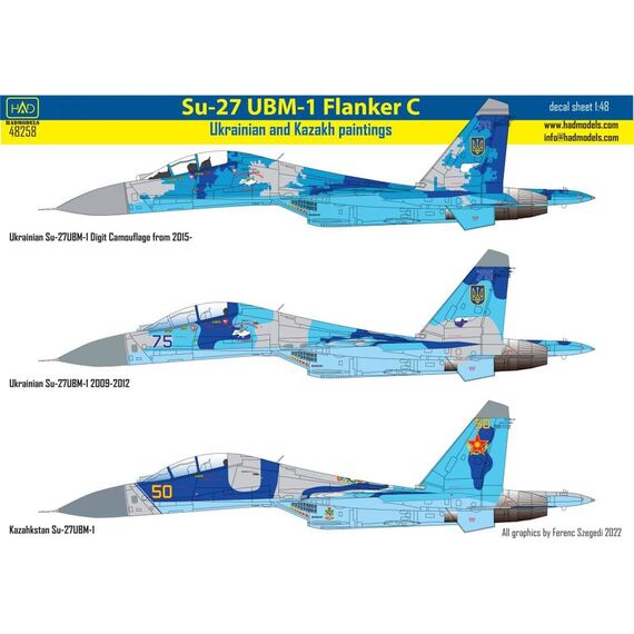 Su-27UBM-1 Ukrainian and Kazakh painting schemes decal sheet