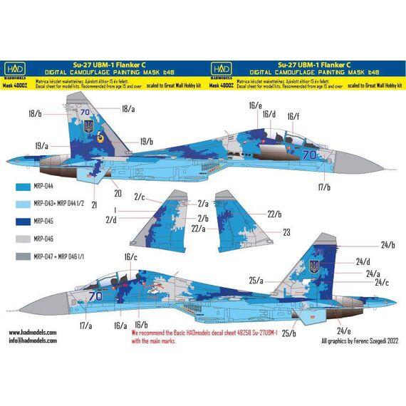 Su-27 UBM-1 Flanker C Ukrainian digital camouflage painting mask, image 2