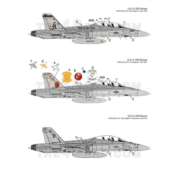 F/A-18D Hornet USMC Moonlighters  decal sheet, image 3