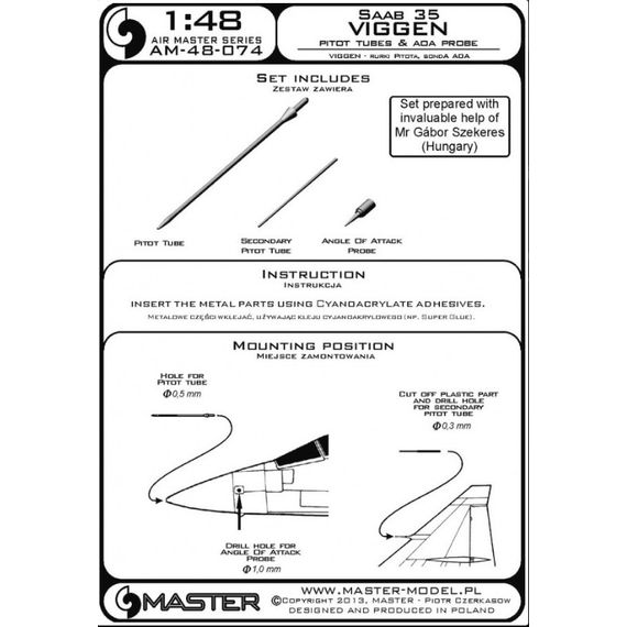 Saab 37 pitot Tubes & AOA probe, image 4