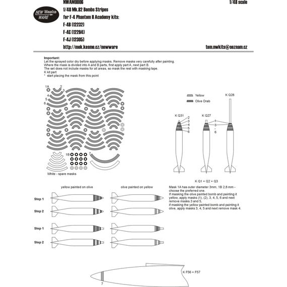 Mk.82 bombs stripes for F-4 kits, image 2