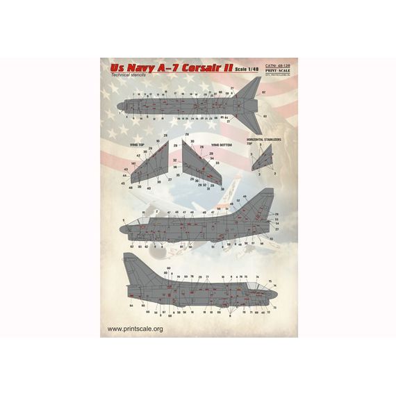 A-7 Corsair II Technical stencils, image 2