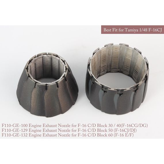 F-16C/D Block 30/40/50/60 GE exhaust nozzle (open and closed) & afterburner set, image 3