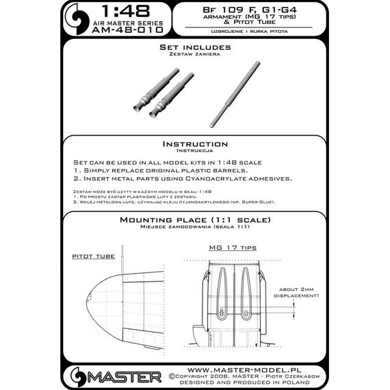 Bf 109 F, G1 - G4 armament set & Pitot Tube, image 4