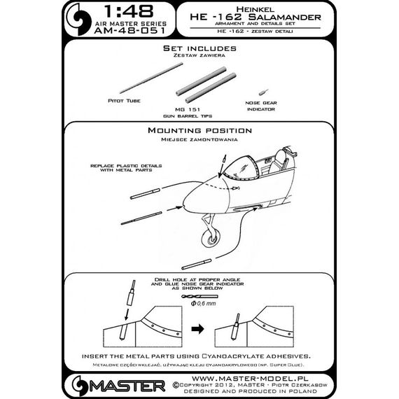 He 162 armament and detail set and Pitot Tube), image 4