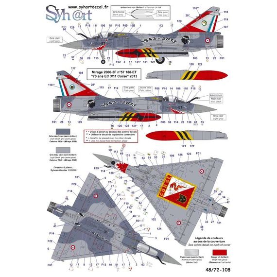 Mirage 2000-5F #57 188-ET "70 years EC3/11 Corse" 2013 - Mirage 2000-5F #45 188-EF "100 years SPA88" EC3/11 "Corse" 2017, image 2