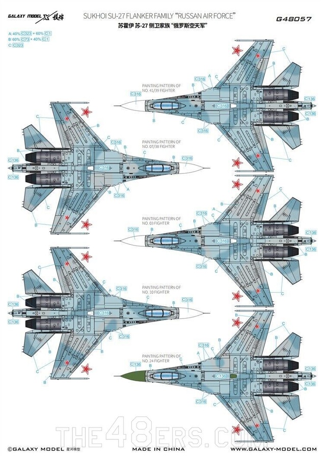 Su-27 Flanker Family Decal Color Separation Mask