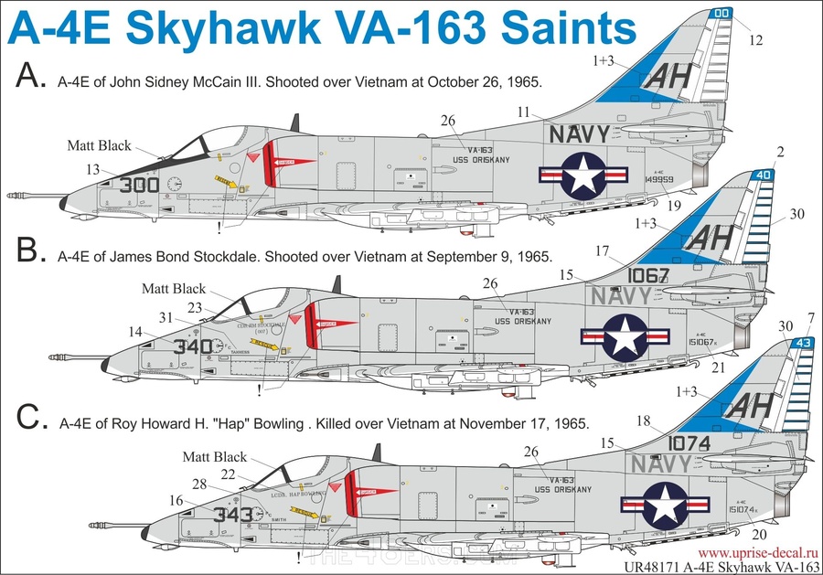 A-4E Skyhawk VA-163 Saints (with stencils)