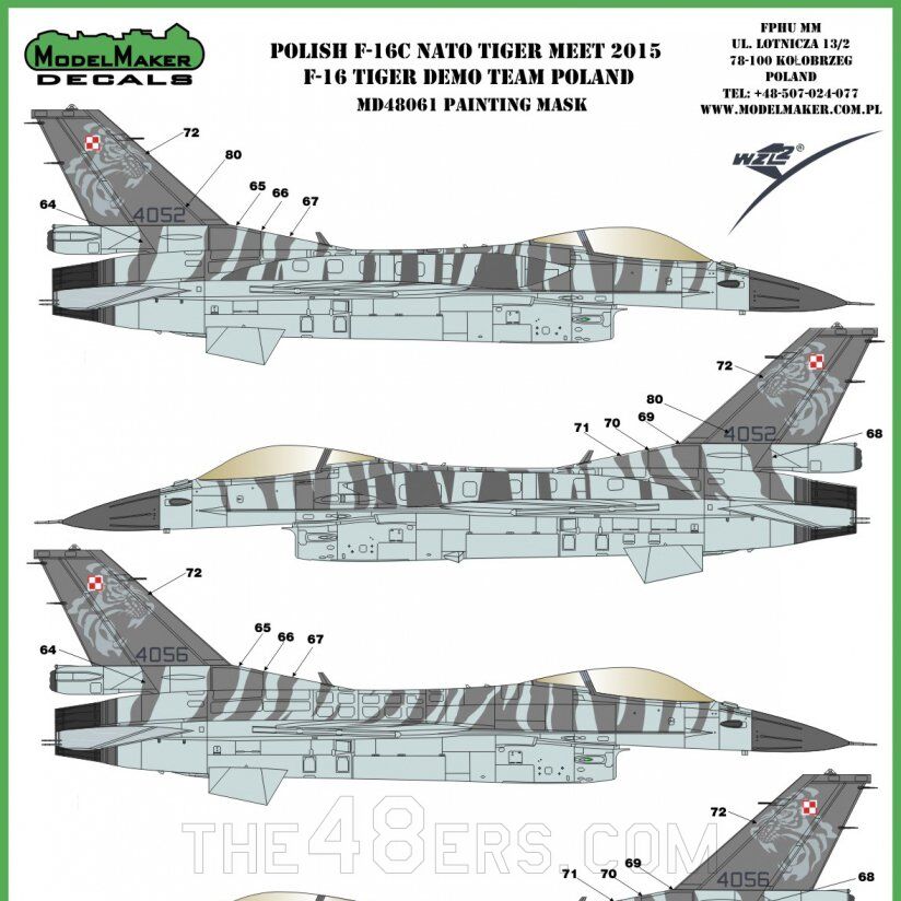 Polish F-16C NATO Tiger Meet 2015 - F-16 Tiger Demo Team Poland mask set