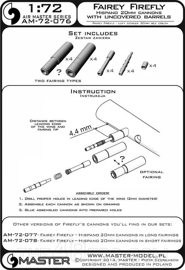 Fairey Firefly Hispano 20mm cannons Master AM-72-076 1:72