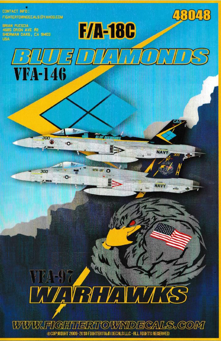 F-18C Hornet VFA-146 Blue Diamonds Fightertown Decals 48048 1:48