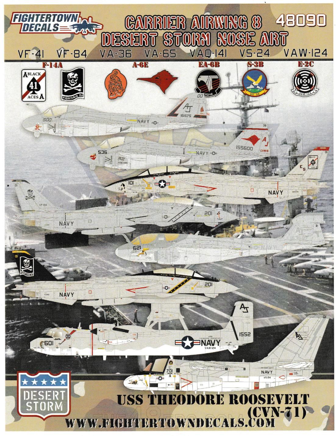 Carrier Air Wing 8 Desert Storm Nose Art Fightertown Decals 48090 1:48