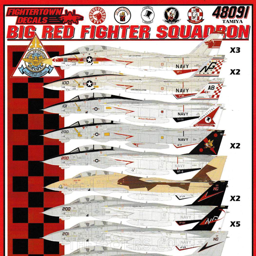 McDonald Flame 2001年 F-14A/B Big Red Fighter Squadron Fightertown Decals 48091 1:48