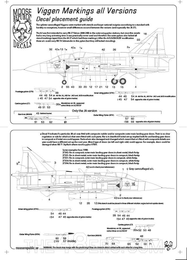 JA 37 Viggen markings all versions