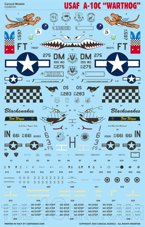 A-10C Warthog USAF markings for four Warthogs