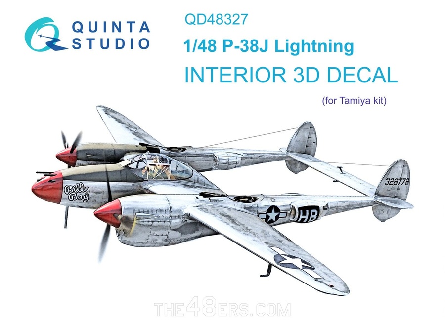 P-38F 3D-Printed & coloured Interior on decal paper (for Tamiya kit)