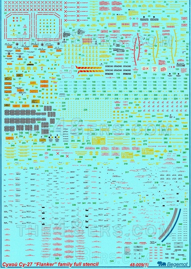 Su-27 complete stencils